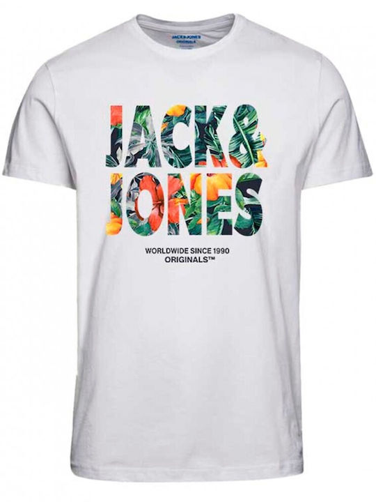 Jack & Jones Ανδρικό T-shirt Λευκό με Στάμπα