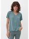 S.Oliver Women's Summer Blouse Short Sleeve Green