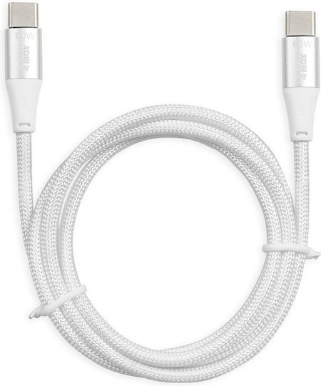 iBox Geflochtenes USB 2.0 Kabel USB-C männlich - USB-C 60W PD Weiß 2m IKUTC2W