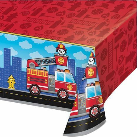 Creative Converting Flaming Fire Truck Party Tablecover Plastic 260x137cm Red 332199
