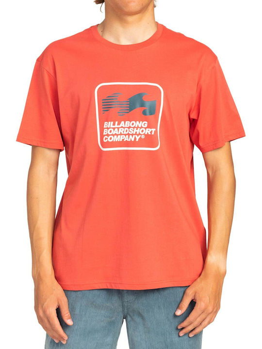 Billabong Swell Ανδρικό T-shirt Πορτοκαλί με Στάμπα