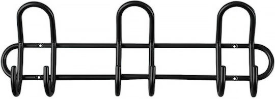 Import Hellas Wall Hanger K41063-6 Metal 6 Hooks Black 40x13cm