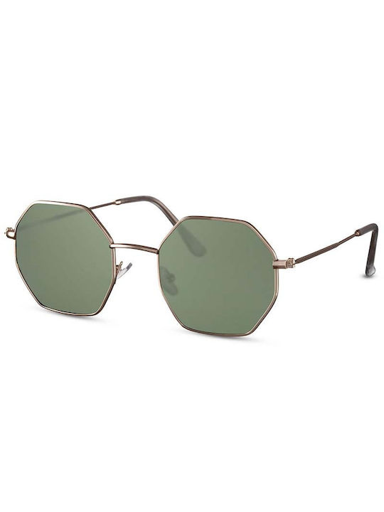 Solo-Solis Sunglasses with Gold Metal Frame and Green Lens NDL6257