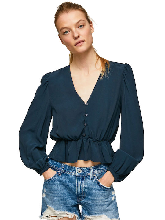 Pepe Jeans Women's Blouse Long Sleeve Navy Blue