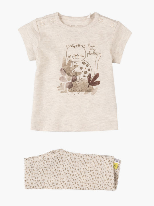 Kids Clothing Set with Leggings Summer 2 Pieces Ecru