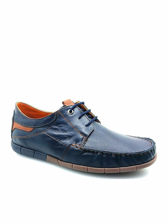 Boxer Men's Leather Boat Shoes Blue