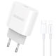 Dudao Φορτιστής με Θύρα USB-C και Καλώδιο USB-C - Lightning 20W Power Delivery Λευκός (A8SEU)