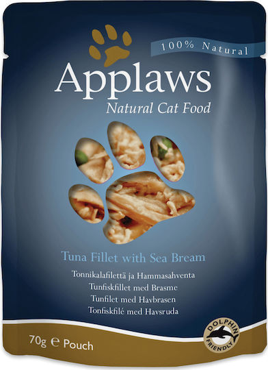 Applaws Natural Cat Food Υγρή Τροφή για Ενήλικες Γάτες σε Φακελάκι με Τσιπούρα και Τόνο 70gr