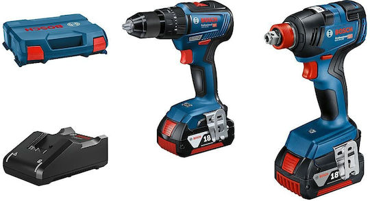 Bosch 06019J2208 Σετ Δραπανοκατσάβιδο & Μπουλονόκλειδο 18V με 2 Μπαταρίες 4Ah και Θήκη