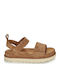 Goldenstar Γυναικεία Σανδάλια Flatforms Καφέ