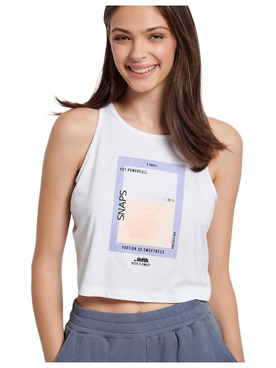 BodyTalk Γυναικείο Αθλητικό Crop Top Αμάνικο Λευκό Λευκό