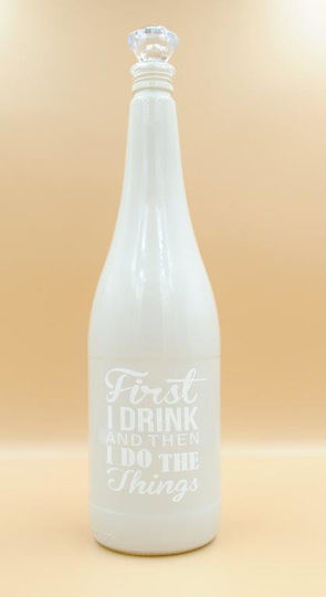 Veltihome Just Smile Bottle Water Glass with Cork Gray 1000ml