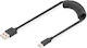 Digitus Spiral USB 2.0 Cable USB-C Male - USB-A 60W PD Black 1m AK-300430-006-S