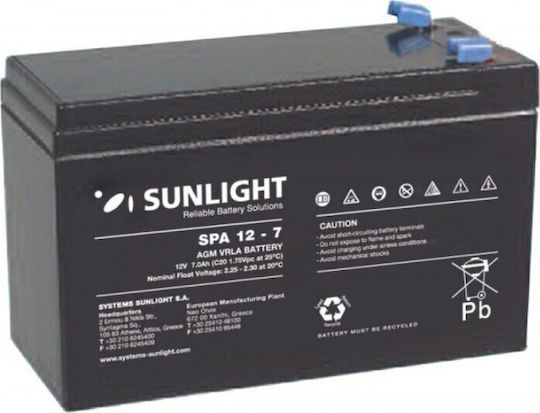 SunLight Spa Μπαταρία UPS με Χωρητικότητα 0.7Ah και Τάση 12V