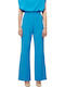 Damen Hoch tailliert Stoff Hose Blau