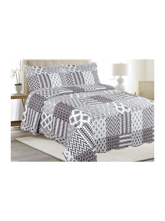 Linea Home ΣΕ172 Σετ Κουβερλί Υπέρδιπλο Microfiber Γκρι 220x240cm 3τμχ