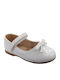 Kids Leather Ballerinas with Hoop & Loop Closure White