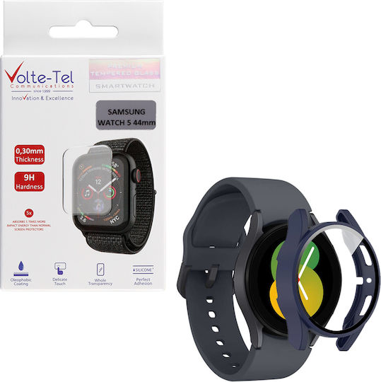 Volte-Tel Full Face Tempered Glass pentru Galaxy Watch 5 44mm 1buc 8325762 Albastru