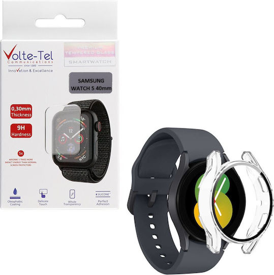 Volte-Tel Full Face Tempered Glass pentru Galaxy Watch 5 40mm - Ceas Galaxy Watch 5 de 40mm 1buc 8325700 Alb