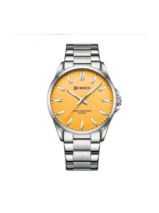 Curren Watch Battery with Metal Bracelet Silver Yellow