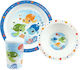 Ango Feeding Set Ma Petit Carapace made of Plastic Blue 3pcs for 6+ months