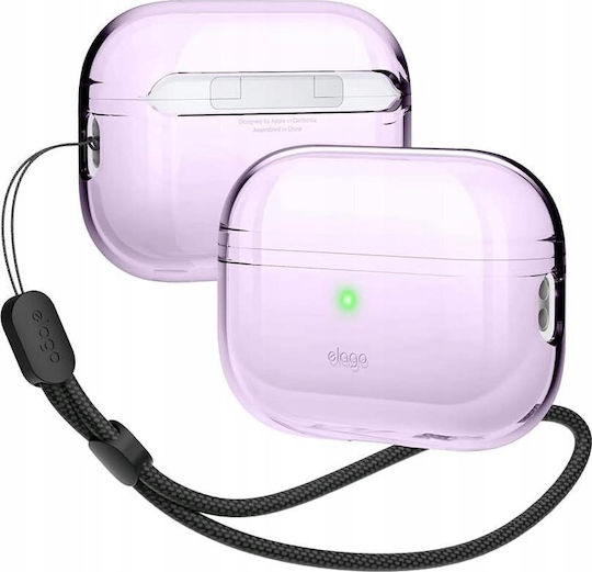 Elago Clear Lanyard Θήκη Σιλικόνης με Γάντζο Lavender για Apple AirPods Pro