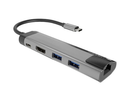 Natec Multiport Fowler Go USB-C Stație de andocare cu HDMI Ethernet Negru