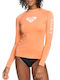 Roxy Whole Hearted Γυναικεία Μακρυμάνικη Αντηλιακή Μπλούζα Πορτοκαλί