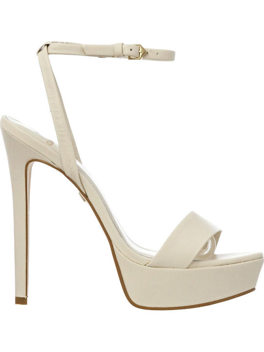 -CAB01 Leather Sandals Beige