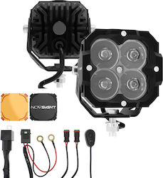 NovSight Квадрат Водоустойчиви Фарове за кола LED 12V 20W 8.4см с Бял осветление 2бр