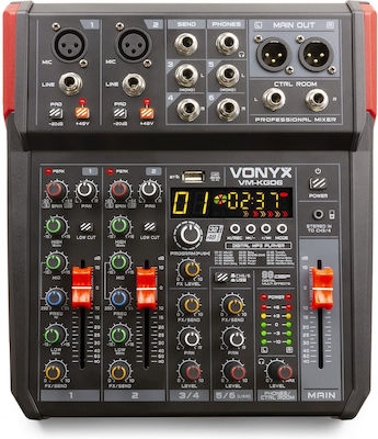 Vonyx VM-KG06 Analog Mischpult 6 Kanäle mit Phantom Power & 3 XLR-Eingänge & Bluetooth