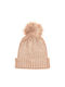 Pom Pom Beanie Beanie in Beige color