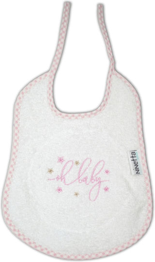 Ninetta Bebe Σαλιάρα από 100% Βαμβάκι με Κορδόνι Oh Baby Ροζ για 0 m+