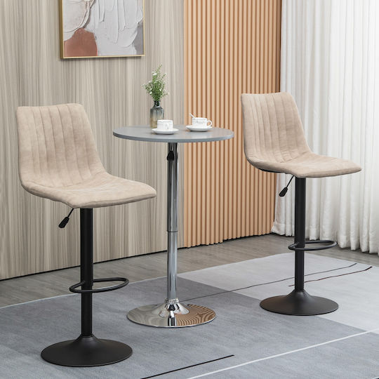 Stool Bar with Back & Adjustable Height Beige 2pcs 47.5x57.5x95cm