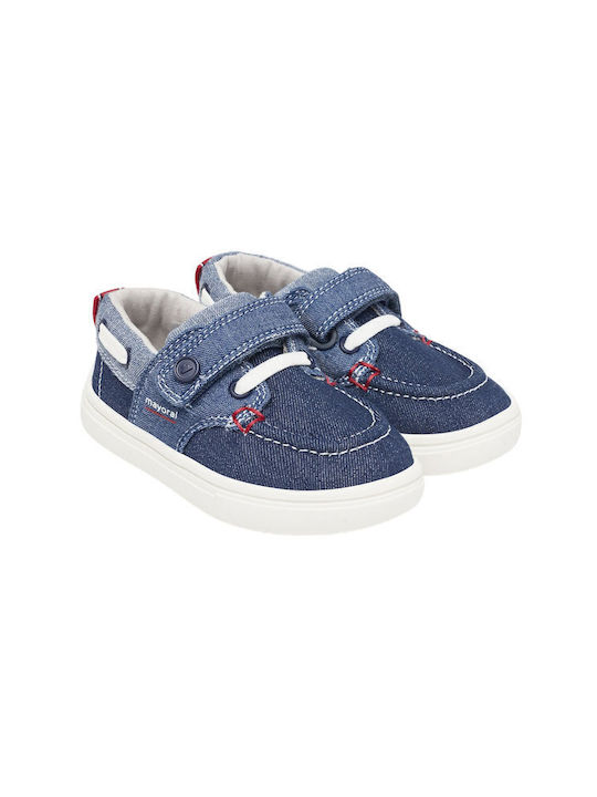 Boys Fabric Moccasins with Velcro Blue