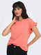 Only Damen Sommer Bluse Baumwolle Ärmellos Orange