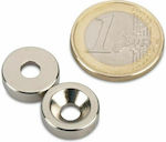 Magnet Neodimiu Circular cu Forță de Atracție 0.9kg Gaură de foraj Diametru 10mm Grosime 3mm