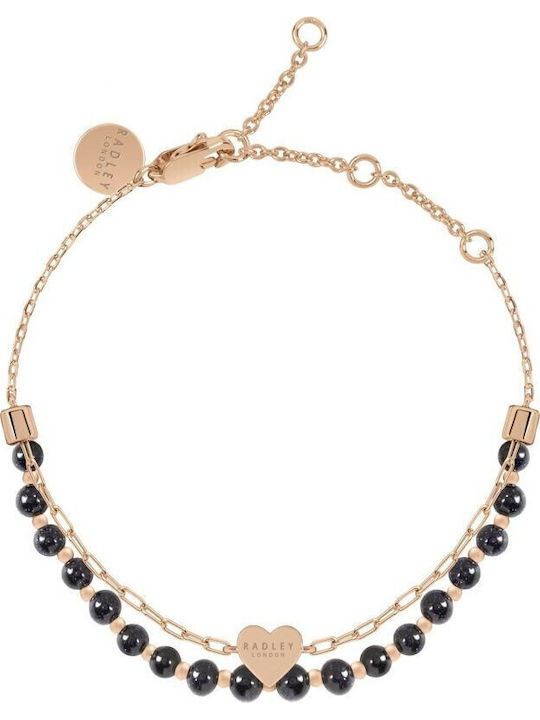 Radley Damen Armband Kette mit Design Herz aus Stahl Vergoldet mit Perlen