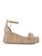 Mandy Women's Synthetic Leather Ankle Strap Platforms Nude
