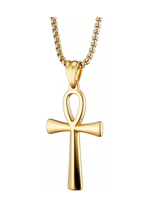Oxzen Kreuz aus Vergoldetem Stahl mit Kette