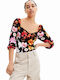 Veneze Γυναικείο Κορμάκι Black Floral