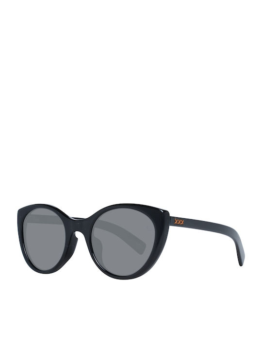 Zegna Women's Sunglasses with Black Plastic Frame and Gray Lens ZC0009-F 01A
