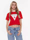 Guess E02I01JA914 Women's Athletic T-shirt Red