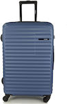 Rain C Medium Travel Suitcase Hard Blue Electrique with 4 Wheels Height 65cm