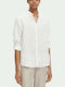 Long-sleeved Linen Shirt White