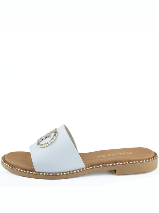 Ragazza Leather Women's Flat Sandals In White Colour