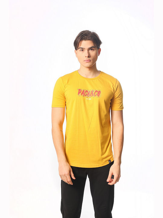 Paco & Co Ανδρικό T-shirt Κίτρινο με Στάμπα