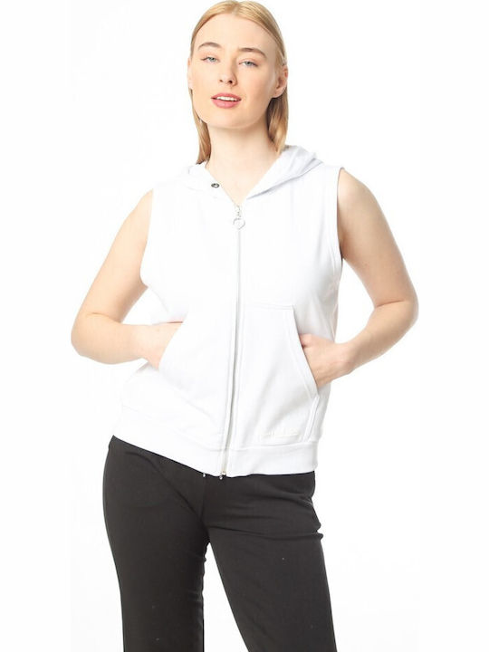Women's Cardigan with Zipper White
