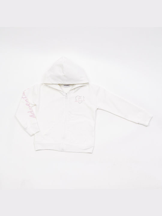 Trax Girls Hooded Sweatshirt with Zipper White