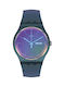 Swatch Fade To Pink Watch with Blue Rubber Strap